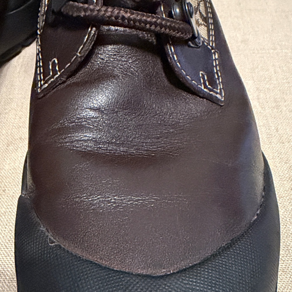 Coach “Dianne” Brown and Black Monogram Lace-Up Boots, Size 8M - Picture 8 of 12